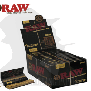 Cartine RAW Medium 1¼ Black Classic Connoisseur con Filtri in Carta – 24 Libretti,