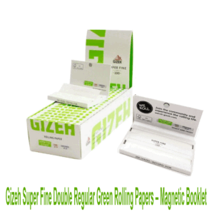 Gizeh Super Fine Double Regular Green Rolling Papers – Magnetic Booklet – Box of 20 Booklets