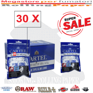 Cartel Filtri Slim 6mm x 22mm Long Size – 30 Bustine da 100 Filtrini