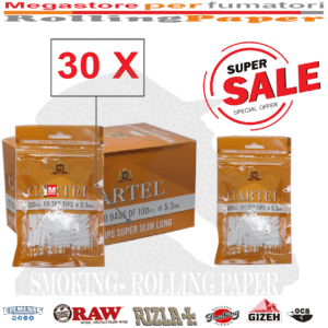 Cartel Filtri Super Slim 5.3mm x 22mm Long Size – 30 Bustine da 100 Filtrini