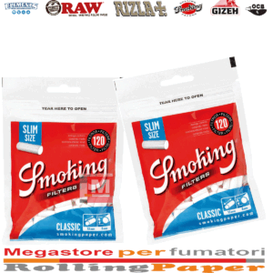 Filtri Smoking Classic Filter 6mm Slim Size 20 sacchetti 120 Filtrini