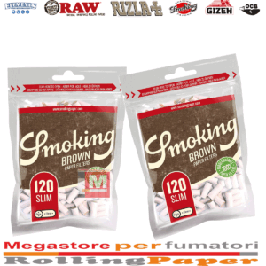 Filtri Smoking Brown Slim 6mm – 20 Bustine da 120 Filtri (Totale 2400) Marrone Naturali