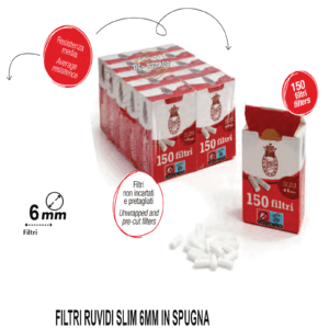 Filtri Rex Bravo ruvidi slim 6mm in spugna – 20 astucci da 150 filtri